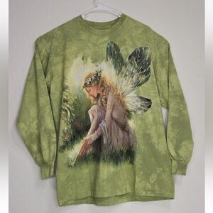 Vintage 2002 The Mountain Tie Dye Fairy T-Shirt Y2K Green Size Large